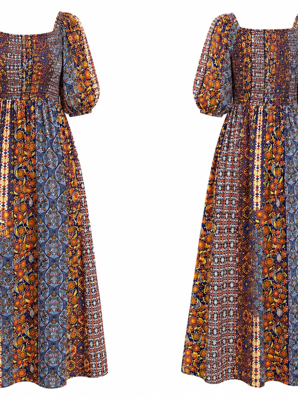 Multicolor Floral Rayon Maxi Dress - Picture 3 of 5